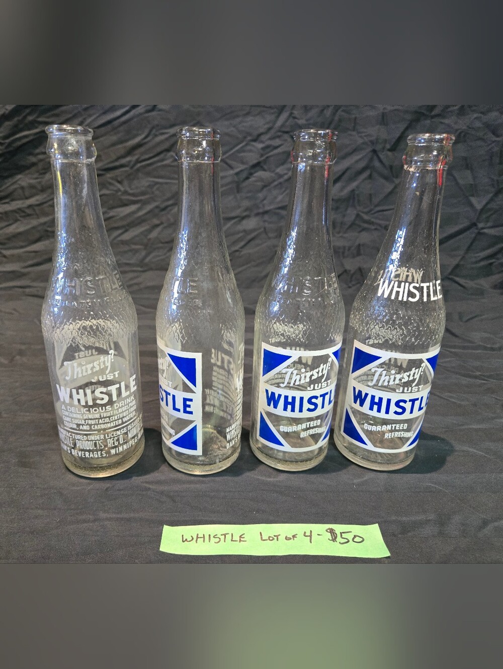 Vintage Whistle Soda Bottles - Set of 4